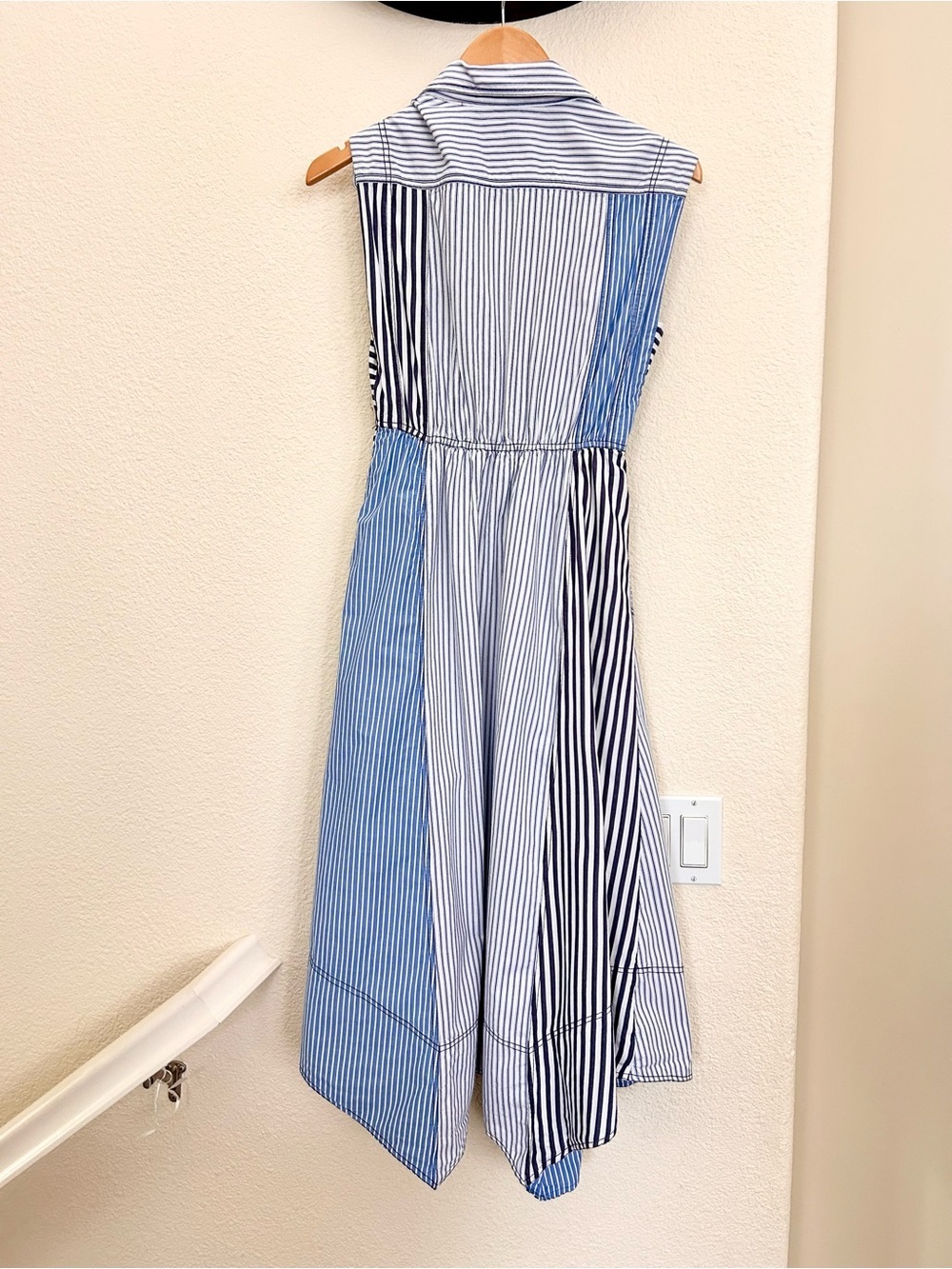 Anthropologie Pilcro Asymmetrical Button-Front Wrap Shirt Dress blue white XS - Picture 6 of 14